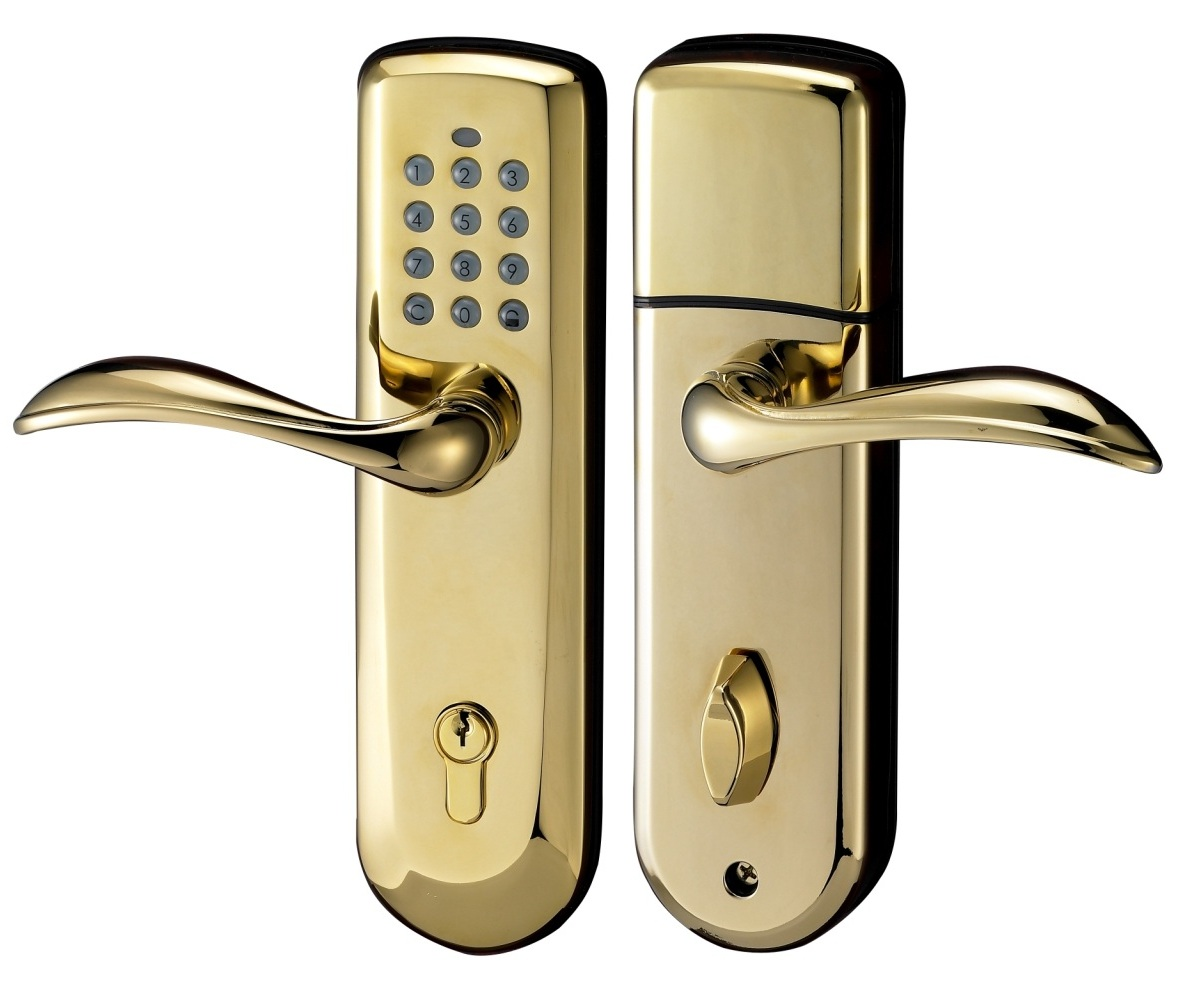 smart door lock in gold